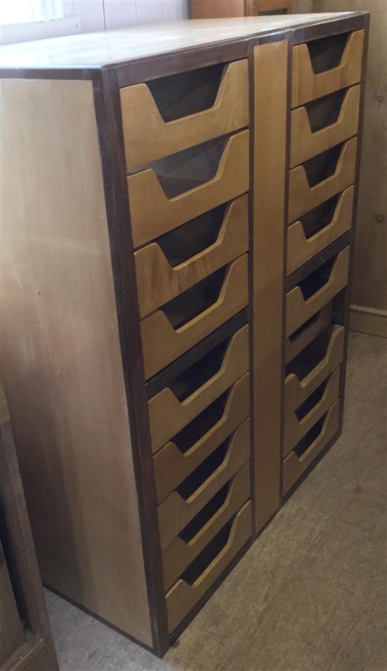 Bank of 18 drawers, ex shop fitting